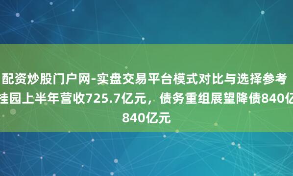 配资炒股门户网-实盘交易平台模式对比与选择参考 碧桂园上半年营收725.7亿元，债务重组展望降债840亿元