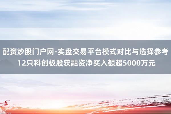 配资炒股门户网-实盘交易平台模式对比与选择参考 12只科创板股获融资净买入额超5000万元