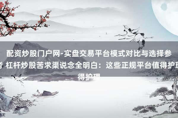 配资炒股门户网-实盘交易平台模式对比与选择参考 杠杆炒股苦求渠说念全明白：这些正规平台值得护理