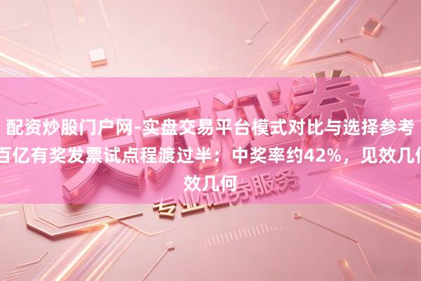 配资炒股门户网-实盘交易平台模式对比与选择参考 百亿有奖发票试点程渡过半：中奖率约42%，见效几何